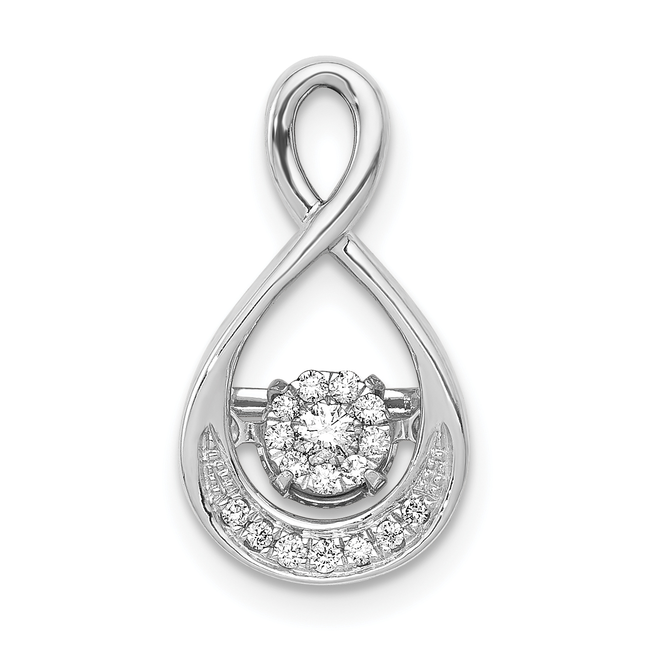 14k White Gold 1/10 carat Vibrant Moving Diamond Teardrop Chain Slide (PM4778-010-WA)