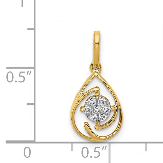 14k Polished 1/15 carat Diamond Teardrop Slide Fits up to 2mm Regular/3mm Fancy or Reversible Omega