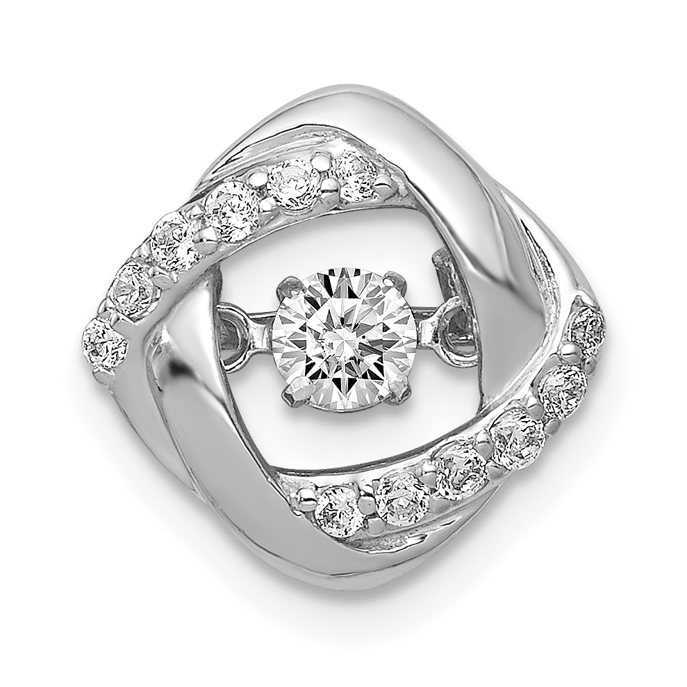 14k White Gold 1/4 carat Vibrant Moving Diamond Intertwined Squares Chain Slide (PM4783-025-WA)