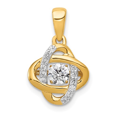 14K Yellow Gold 0.33 Carat Lab Grown Diamond VS SI+ G+ Complete Vibrant Fashion Love Knot Pendant