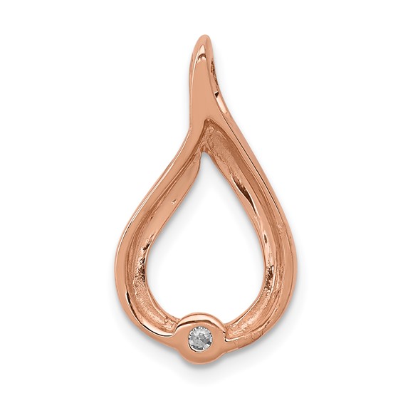 14k Rose Gold 1/10 carat Diamond Teardrop Chain Slide