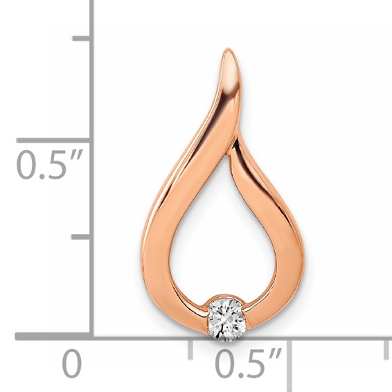 14k Rose Gold 1/10 carat Diamond Teardrop Chain Slide