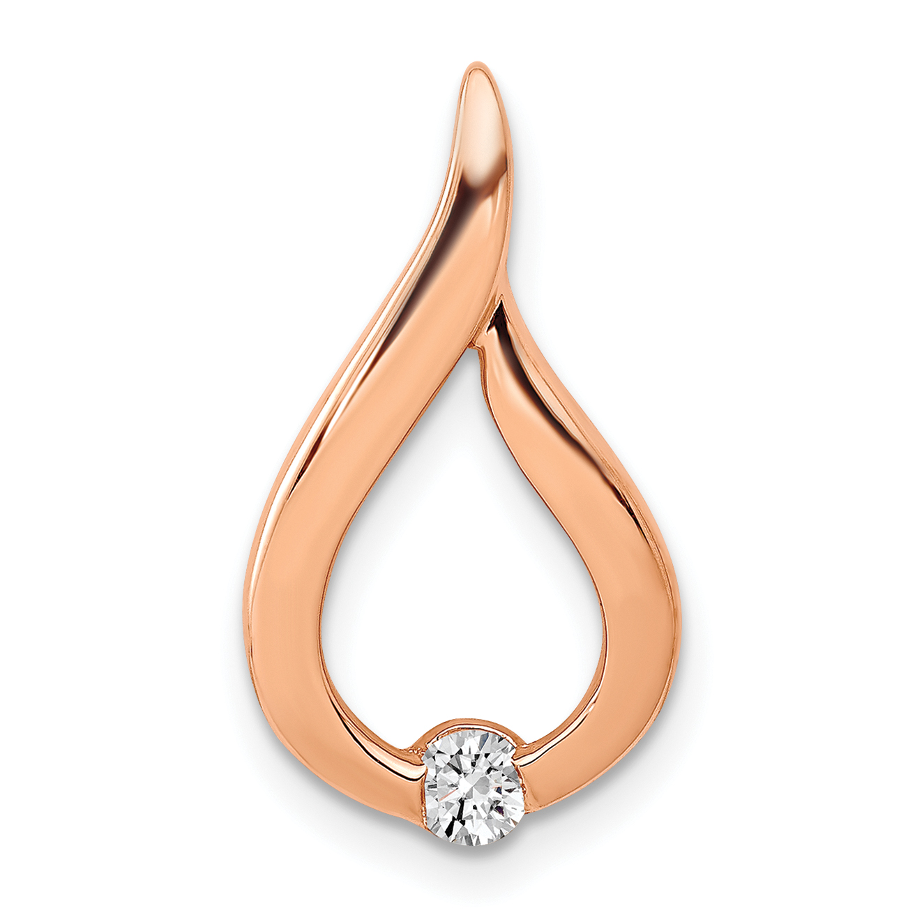 14k Rose Gold 1/10 carat Diamond Teardrop Chain Slide (PM4789-010-RA)