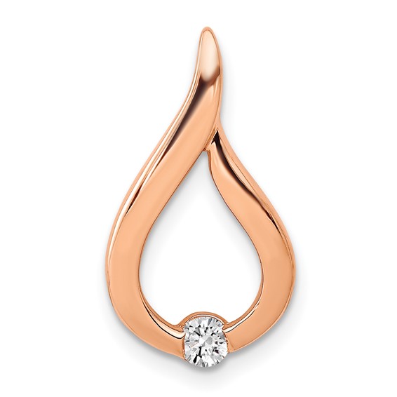 14k Rose Gold 1/10 carat Diamond Teardrop Chain Slide