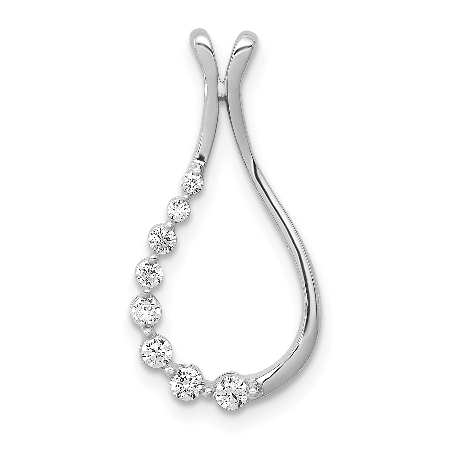14k White Gold 1/6 carat Lab Grown Diamond VS/SI+ G+ Teardrop Chain Slide Pendant (PM4790-020-WLG)