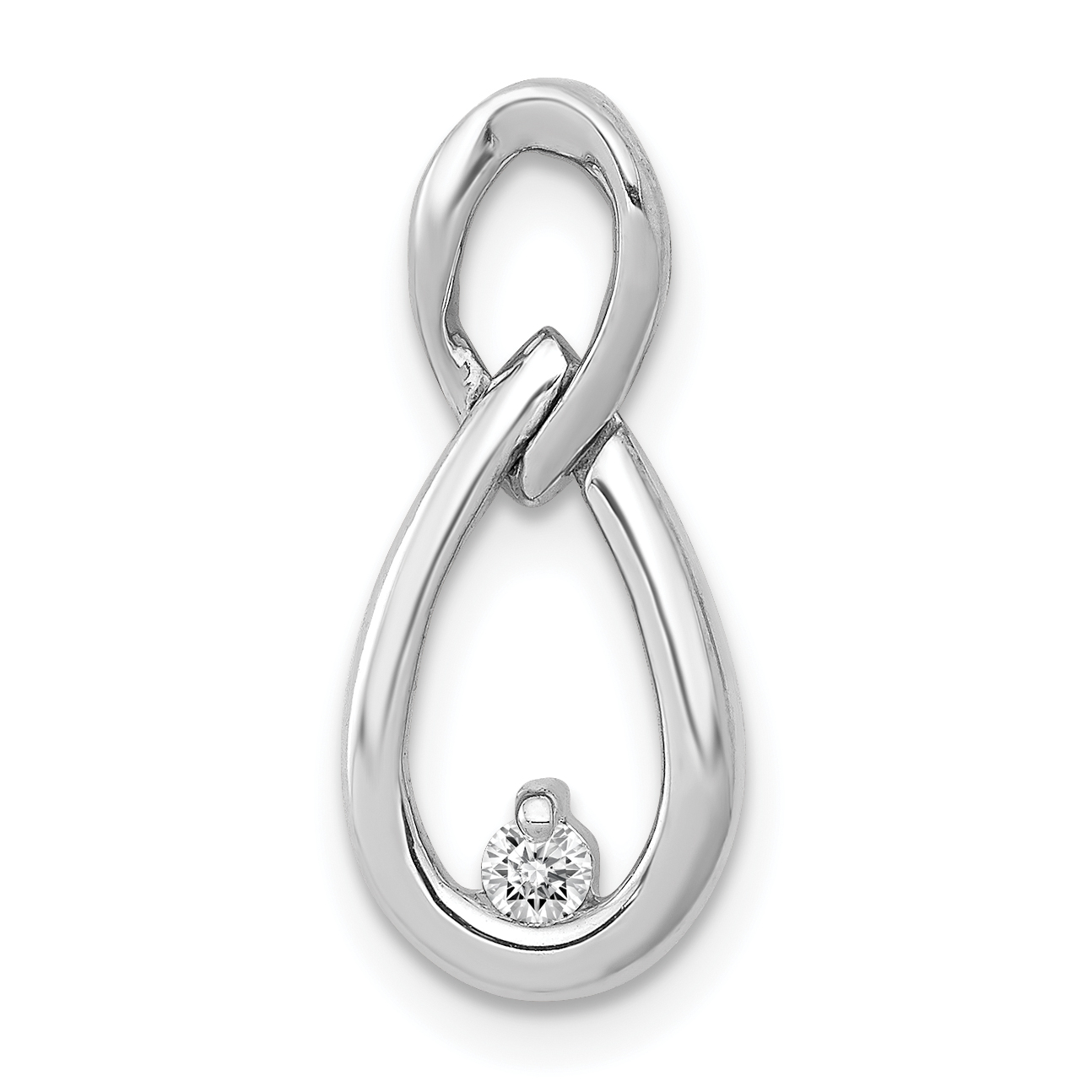 14k White Gold 1/20 carat Diamond Double Teardrop Chain Slide (PM4794-005-WA)