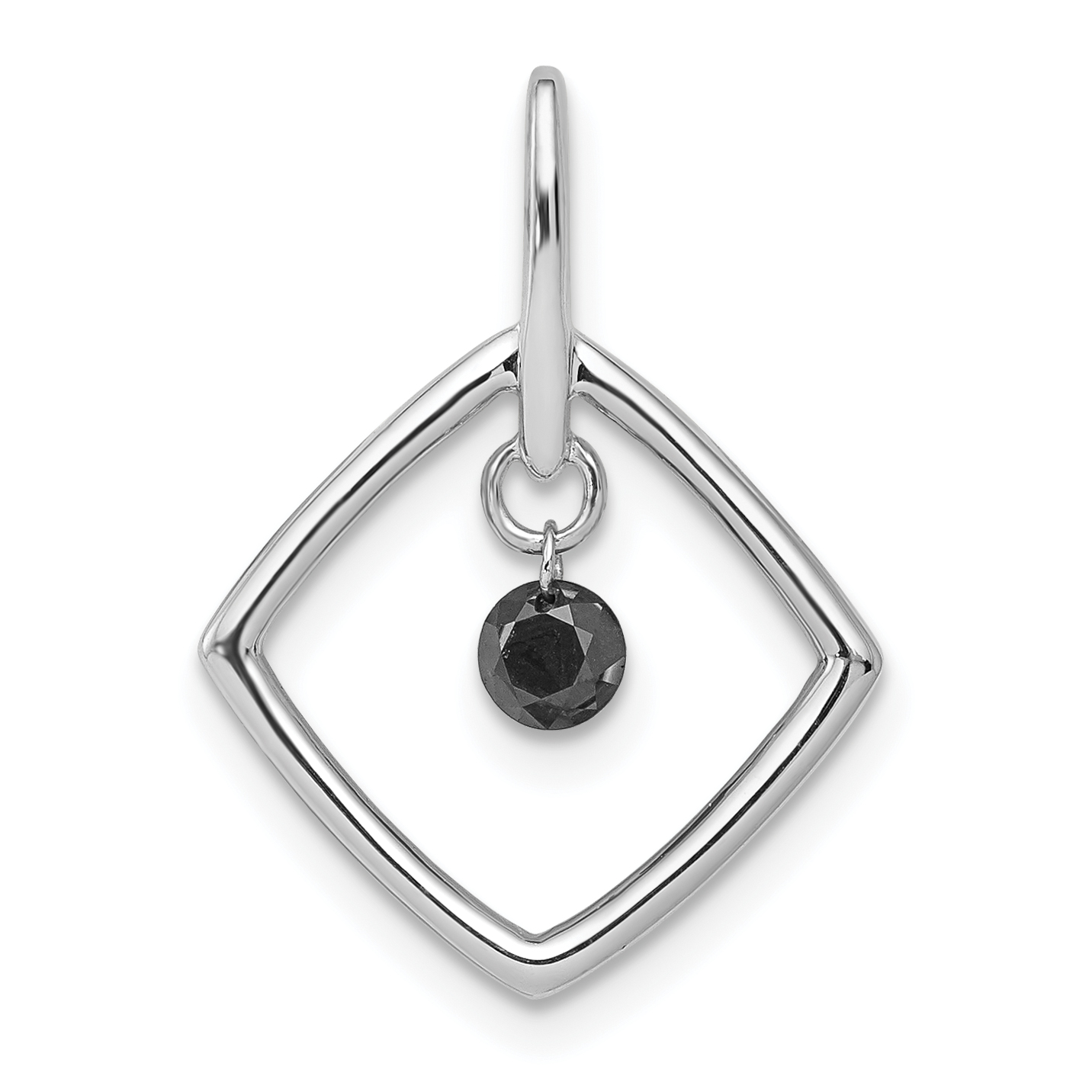 14k White Gold 1/6 carat Black Diamond Dangle Square Pendant (PM4796-BK-016-WA)