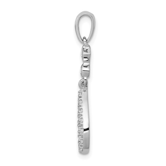 14k White Gold 1/8 carat Diamond Vintage Teardrop Pendant