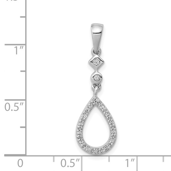 14k White Gold 1/8 carat Diamond Vintage Teardrop Pendant