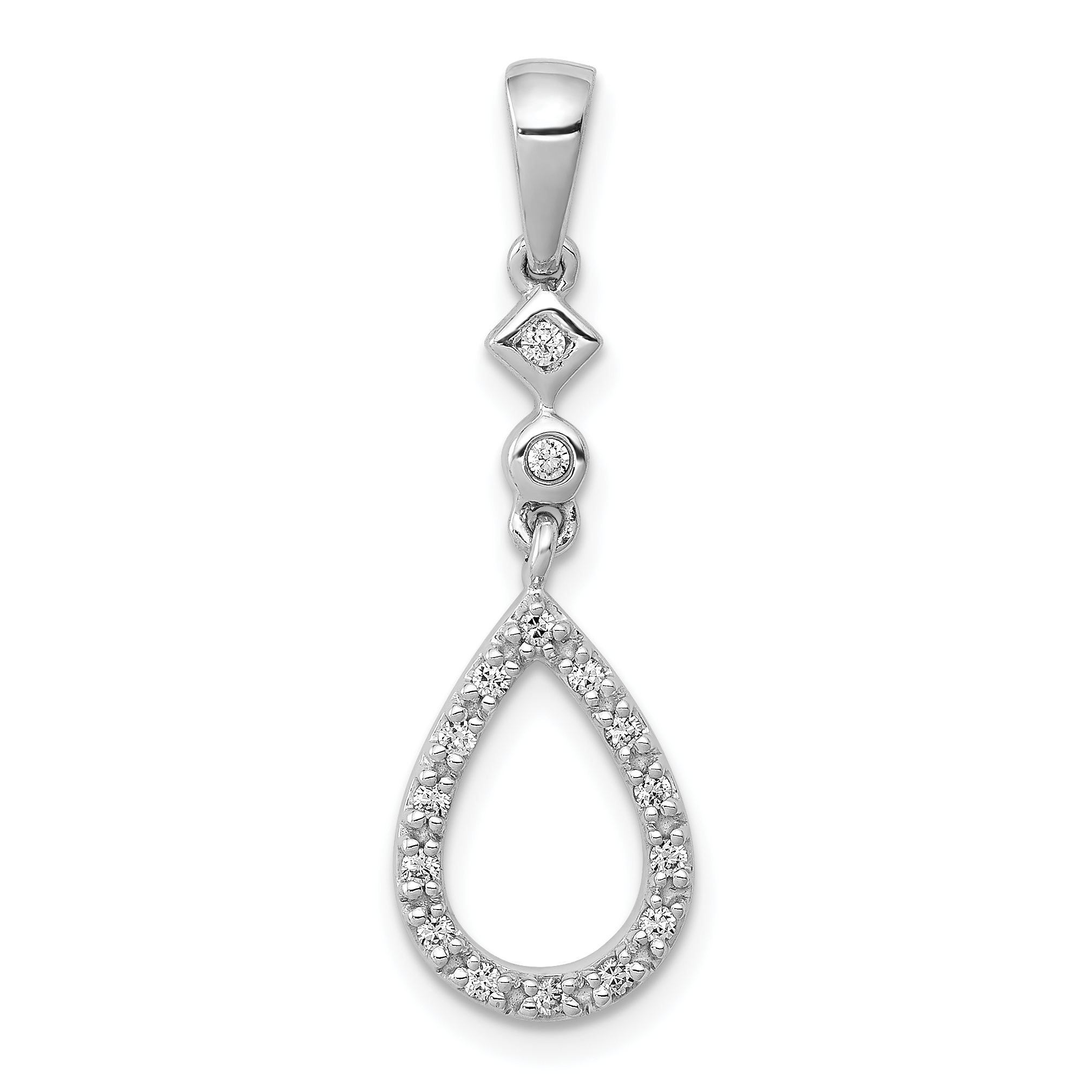 14k White Gold 1/8 carat Diamond Vintage Teardrop Pendant (PM4798-013-WA)