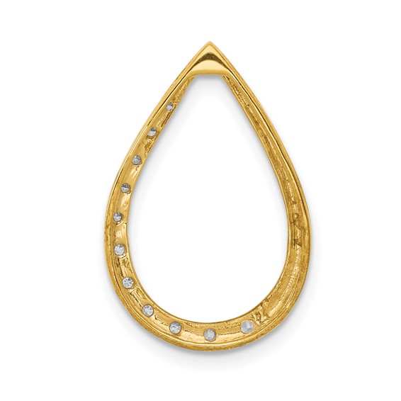 14k Polished 1/10 carat Diamond Teardrop Chain Slide