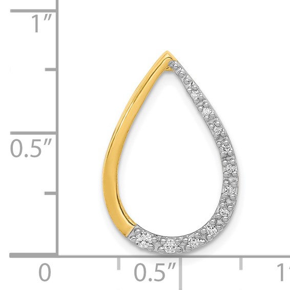 14k Polished 1/10 carat Diamond Teardrop Chain Slide