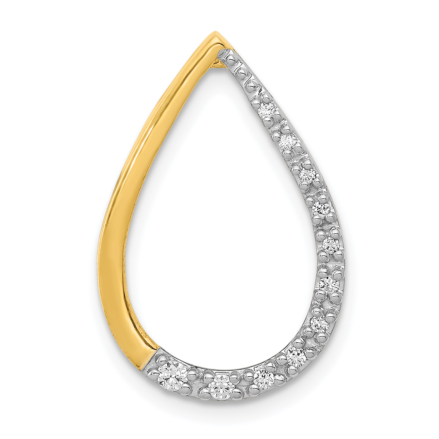 14k Polished 1/10 carat Diamond Teardrop Chain Slide (PM4800-010-YA)