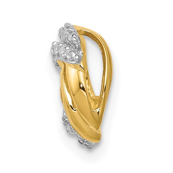 14k and White Rhodium .02 carat Diamond Knot Chain Slide