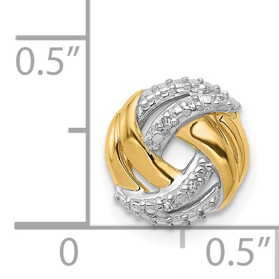 14k and White Rhodium .02 carat Diamond Knot Chain Slide
