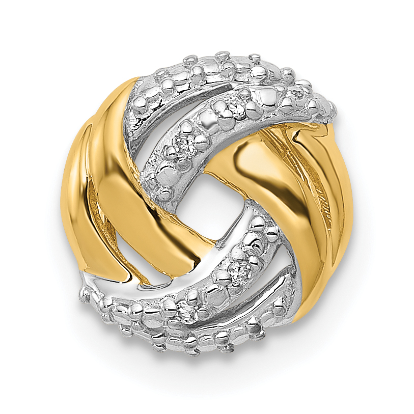 14k and White Rhodium .02 carat Diamond Knot Chain Slide (PM4801-002-YWA)