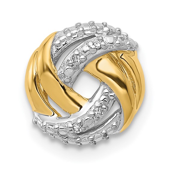 14k and White Rhodium .02 carat Diamond Knot Chain Slide