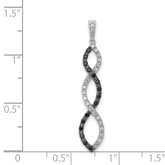 14k White Gold 1/4 carat Black and White Diamond Twisted Pendant