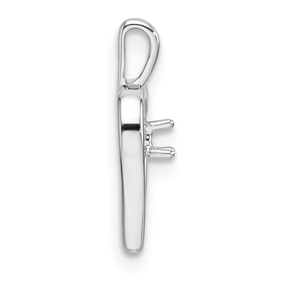 14k White Gold Holds 1-1.9mm Stone Heart Pendant Mounting