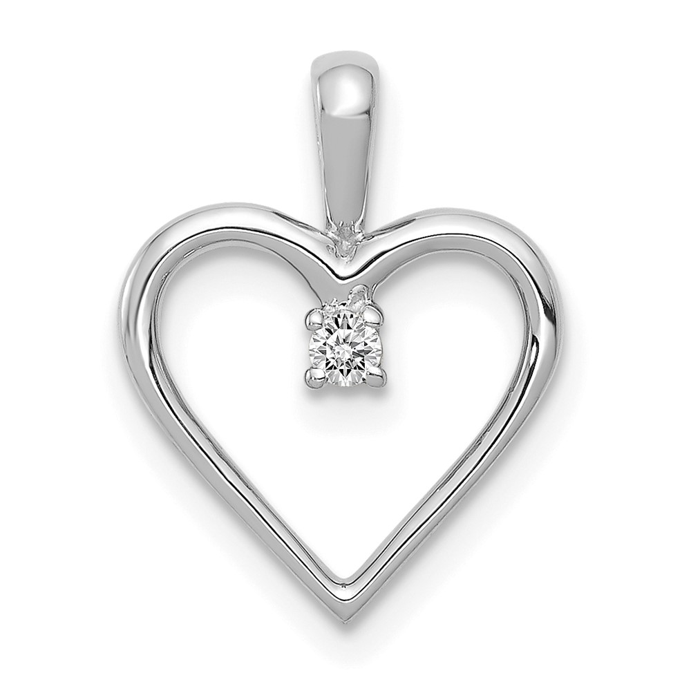 14k White Gold AA .03ct. Diamond Heart Pendant (PM4816-003-WA)