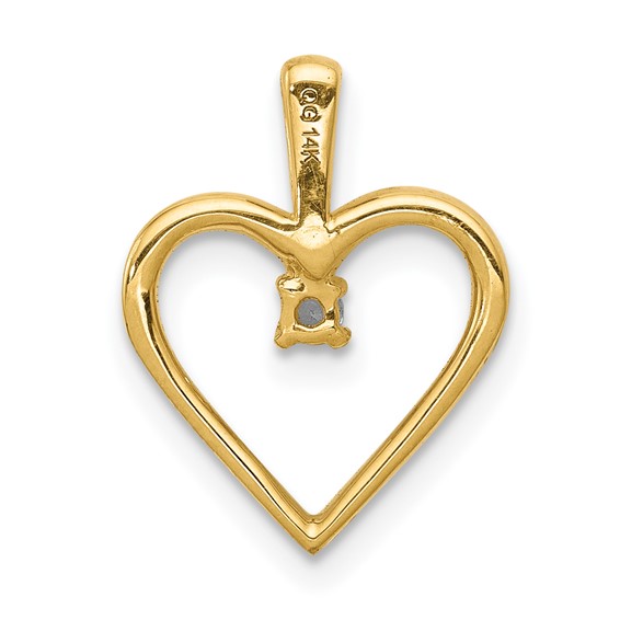 14k Holds 1-1.9mm Stone Heart Pendant Mounting