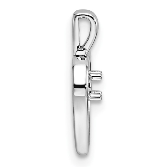 14k White Gold Holds 1-2.3mm Stone Heart Pendant Mounting