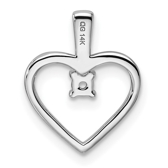 14k White Gold Holds 1-2.3mm Stone Heart Pendant Mounting