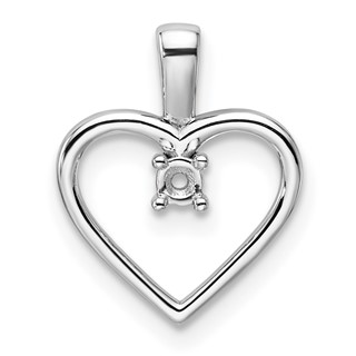 14k White Gold Holds 1-2.3mm Stone Heart Pendant Mounting