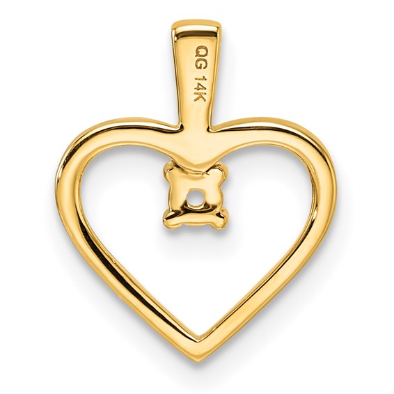 14k Holds 1-2.3mm Stone Heart Pendant Mounting