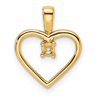 14k Holds 1-2.3mm Stone Heart Pendant Mounting