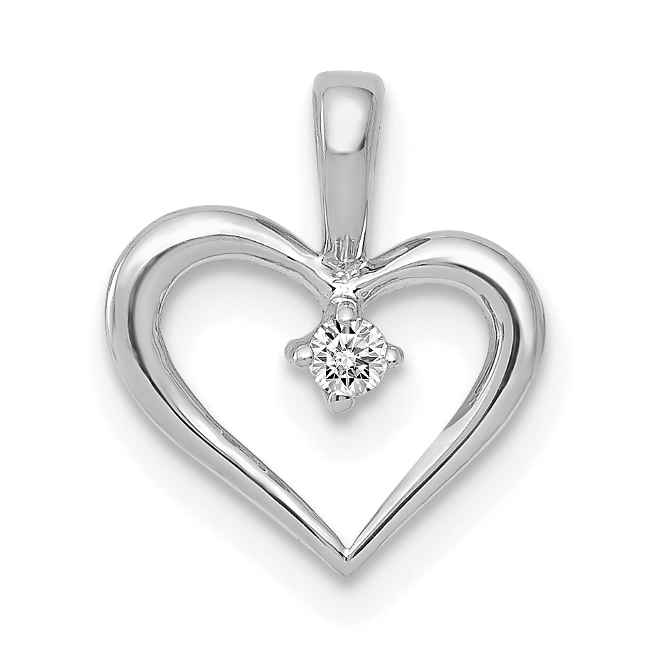 10K White Gold AA .02ct. Diamond Heart Pendant (PM4817-002-1WA)