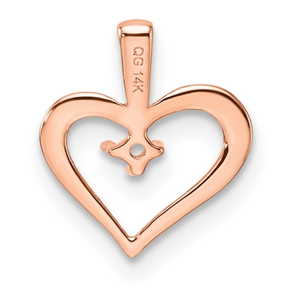 14k Rose Gold Holds 1-1.7mm Stone Heart Pendant Mounting