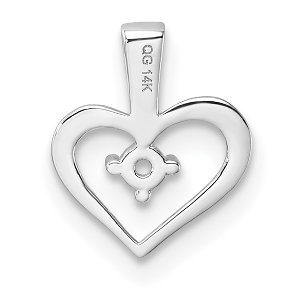 14k White Gold Holds 1-1.7mm Stone Heart Pendant Mounting