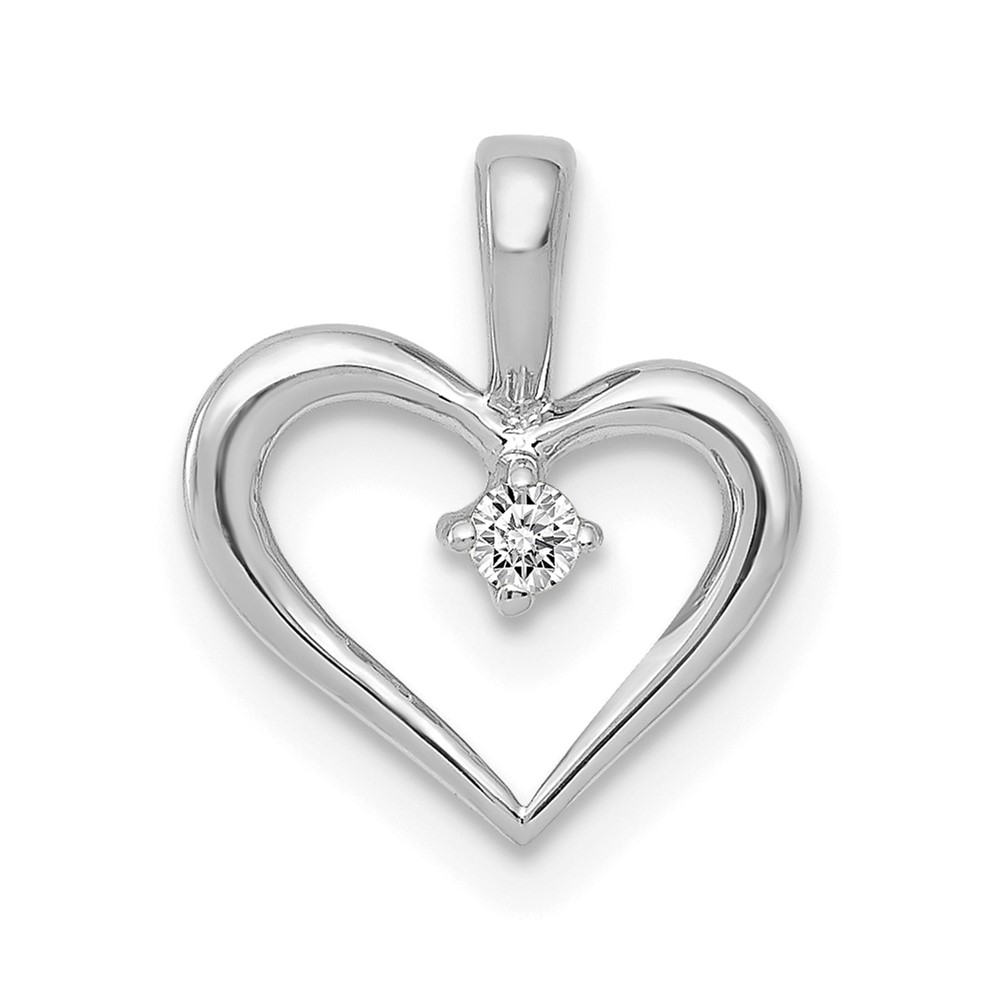14k White Gold AA .02ct. Diamond Heart Pendant (PM4817-002-WA)