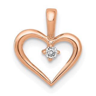 14k Rose Gold Holds 1-2.3mm Stone Heart Pendant Mounting