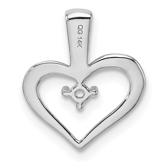 14k White Gold Holds 1-2.3mm Stone Heart Pendant Mounting