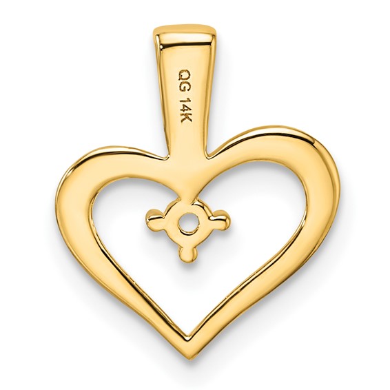 14k Holds 1-2.3mm Stone Heart Pendant Mounting