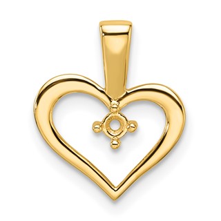 14k Holds 1-2.3mm Stone Heart Pendant Mounting