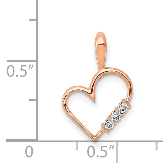 Diamond 3-Stone Heart Pendants