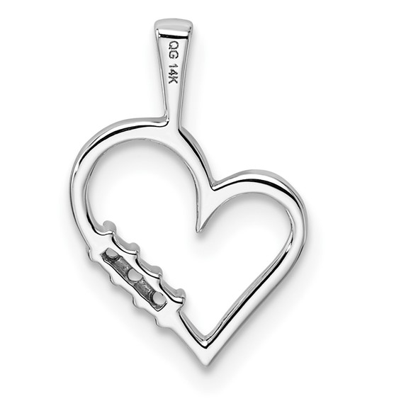 14k White Gold Holds 3-1.6mm Stones Heart Pendant Mounting