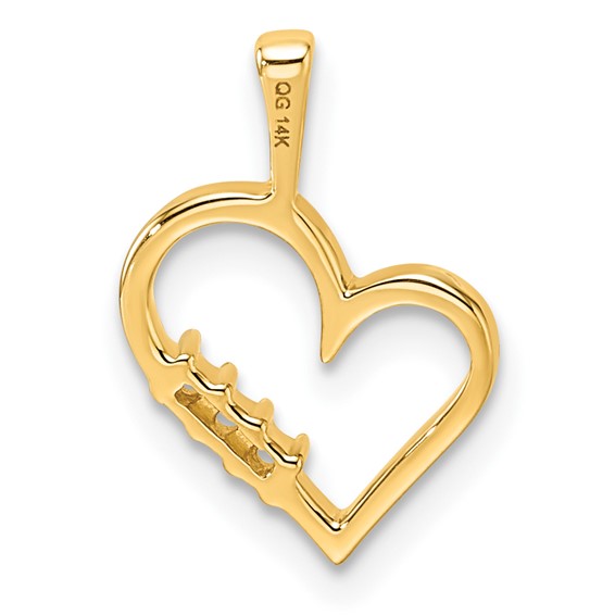 14k Holds 3-1.6mm Stones Heart Pendant Mounting