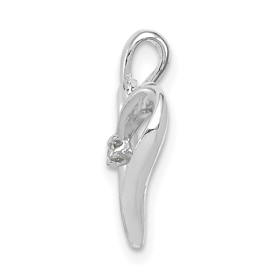 14k White Gold Holds 1-1.3mm Stone Heart Pendant Mounting
