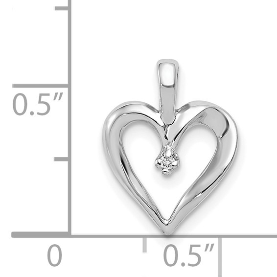 14k White Gold Holds 1-1.3mm Stone Heart Pendant Mounting