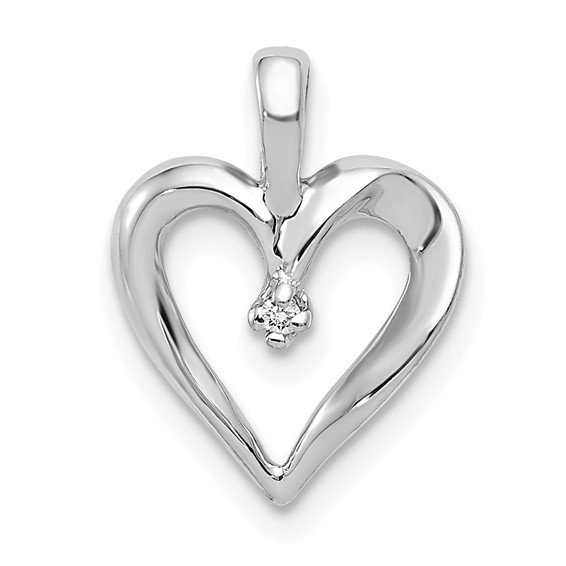 14k White Gold Holds 1-1.3mm Stone Heart Pendant Mounting