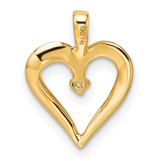 14k Holds 1-1.3mm Stone Heart Pendant Mounting