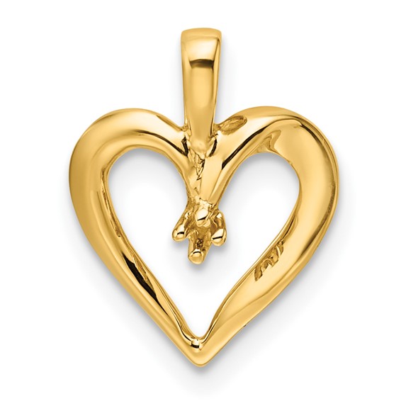14k Holds 1-1.3mm Stone Heart Pendant Mounting