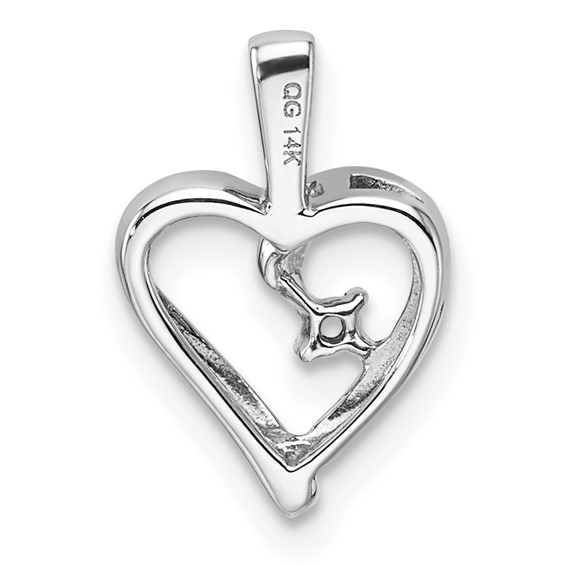 14k White Gold Holds 1-1.7mm Stone Heart Pendant Mounting