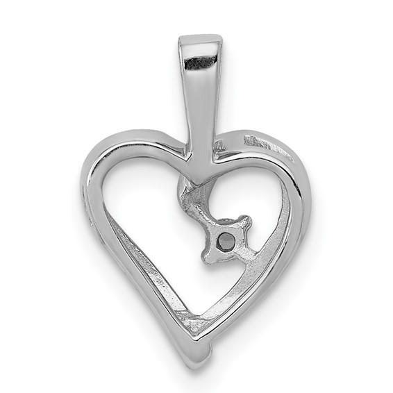 14k White Gold .02 carat AA Diamond Heart Pendant