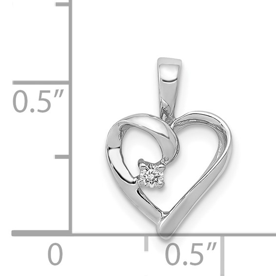 14k White Gold .02 carat AA Diamond Heart Pendant