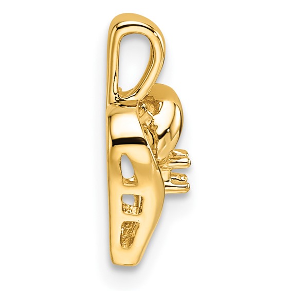 14k Holds 1-1.7mm Stone Heart Pendant Mounting